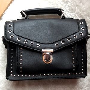 Catherine Malandrino Studded Black Crossbody Purse Silver Latch